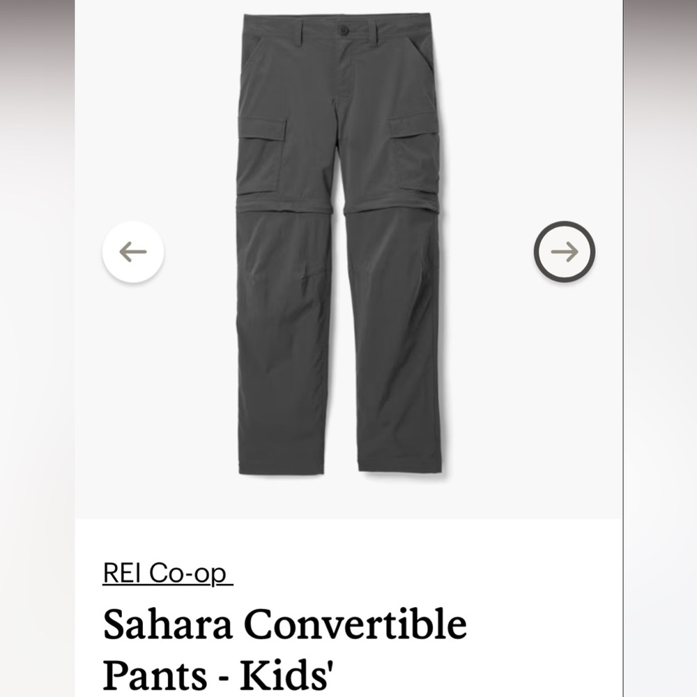 REI Kids' Sahara Convertible Pants - Gray (XS 6-7)